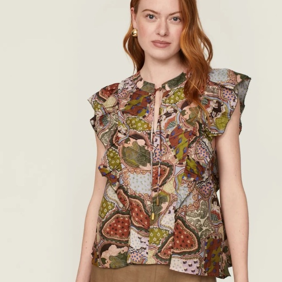 Chufy Dekker Silk Blend Top Floral Chiffon - Picture 3 of 6